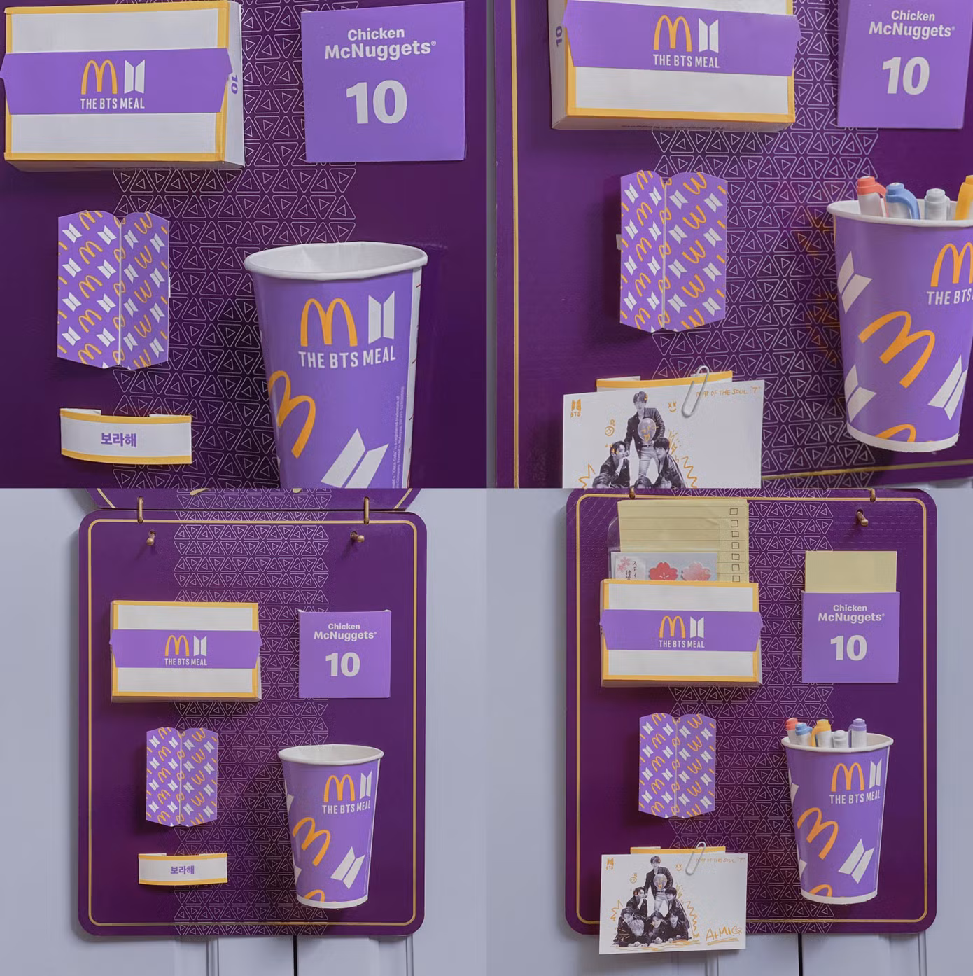 Vừa ra mắt không lâu nhưng phần ăn The BTS Meal &amp; Mac Donald's đã được nhiều fan của nhóm nhạc này trổ tài tái chế...