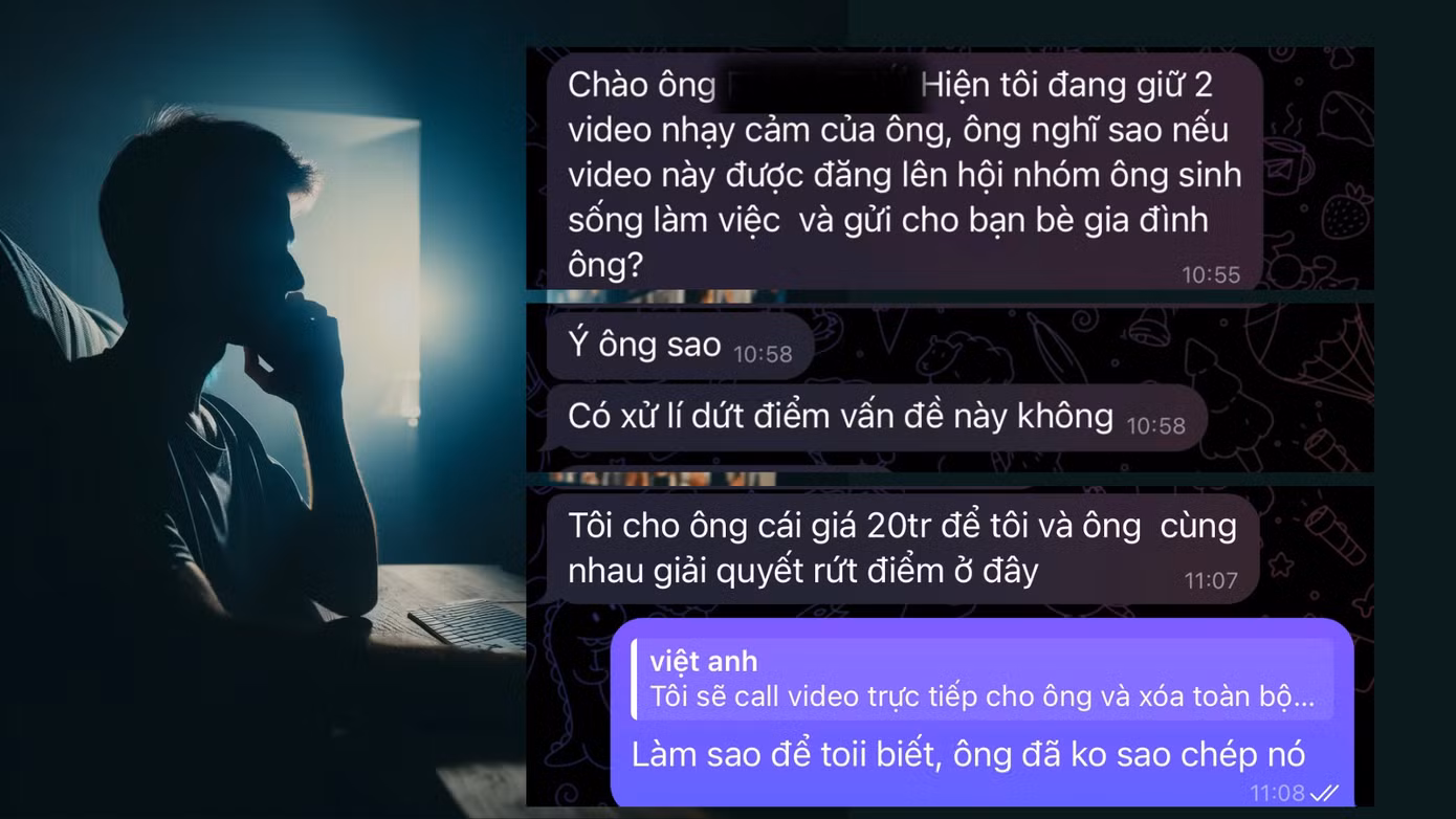 Tin nhắn tống tiền do nhân vật cung cấp.
