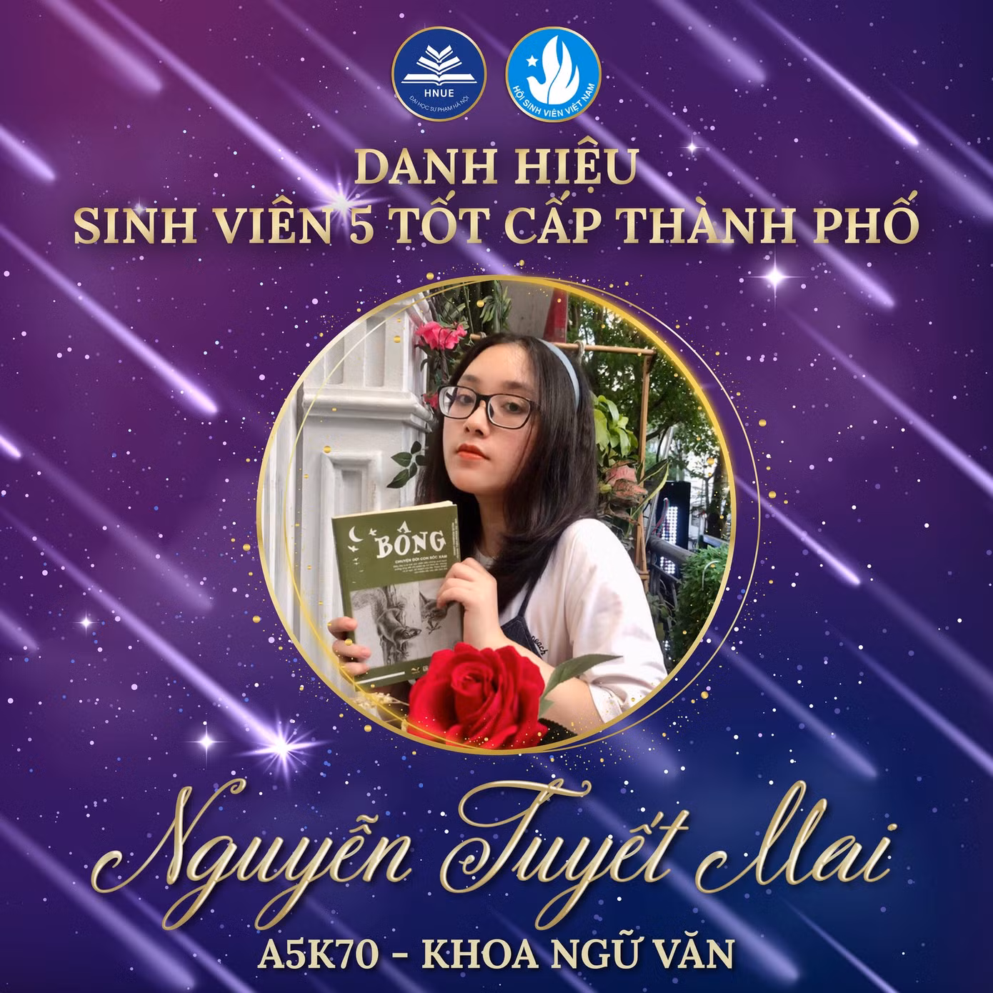 Tuyết Mai vinh dự được nhận danh hiệu Sinh viên 5 Tốt cấp Thành phố 2 năm liên tiếp. Tuyết Mai vinh dự được nhận danh hiệu Sinh viên 5 Tốt cấp Thành phố 2 năm liên tiếp.