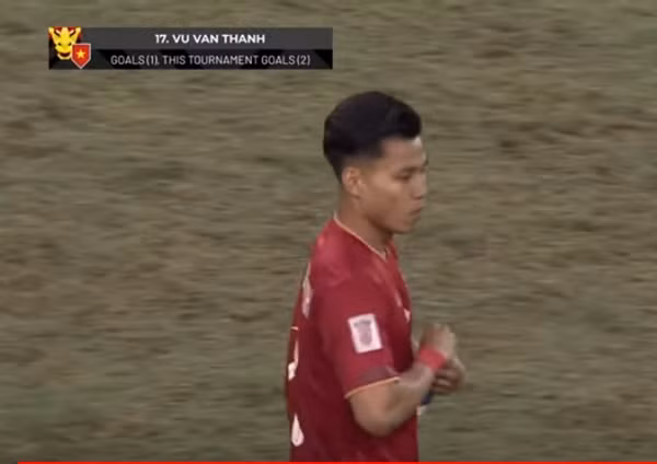 Văn Thanh ghi bàn thứ hai cho ĐT Việt Nam trong trận Chung kết lượt đi. Ảnh: YouTube.