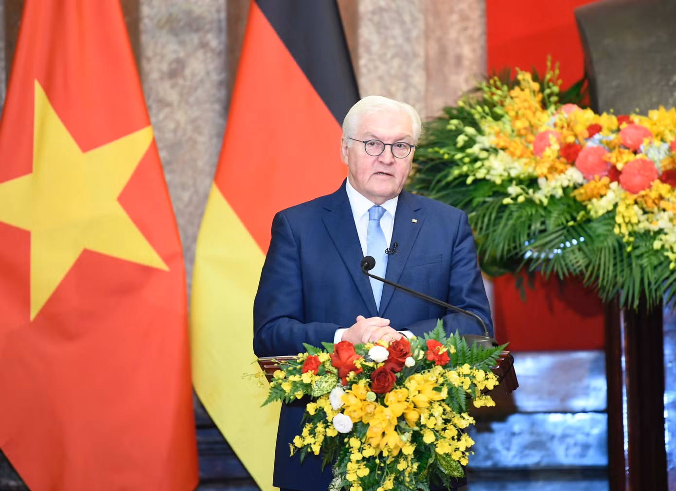 Tổng thống Frank-Walter Steinmeier tại cuộc họp báo chung. (Ảnh: Như Ý) Tổng thống Frank-Walter Steinmeier tại cuộc họp báo chung. (Ảnh: Như Ý)