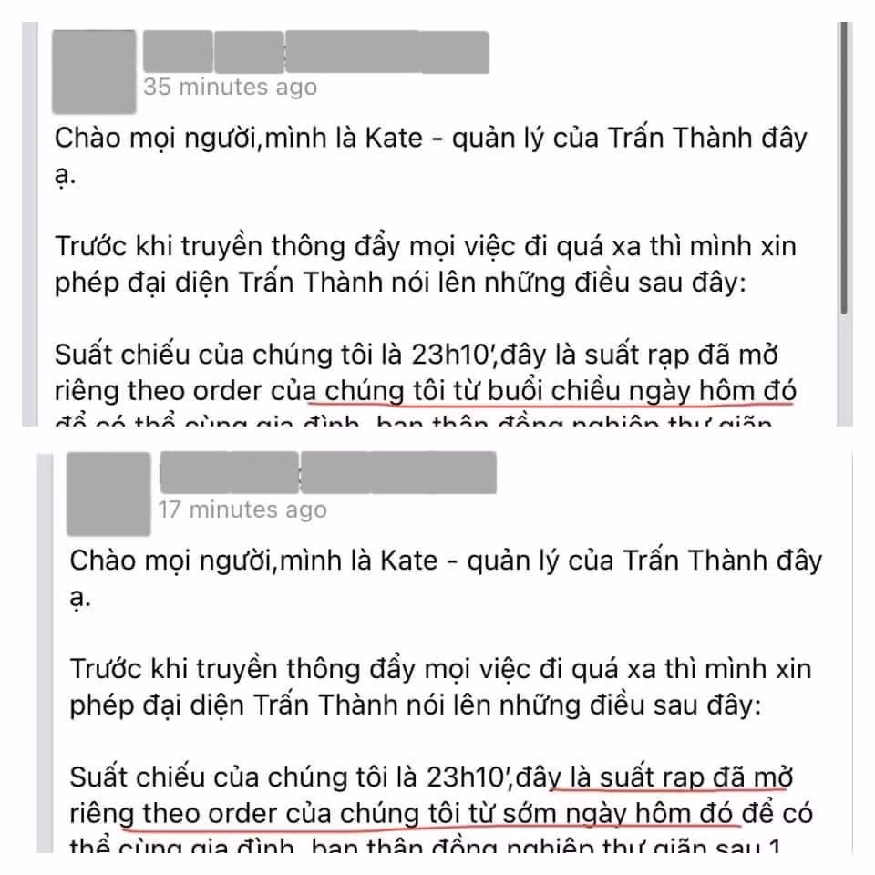 Bài đăng của quản lý Trấn Thành bị soi sửa nhiều lần.