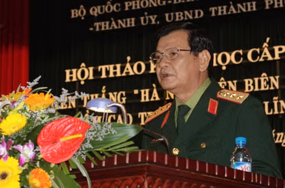 Thượng tướng Nguyễn Thành Cung phát biểu khai mạc Hội thảo