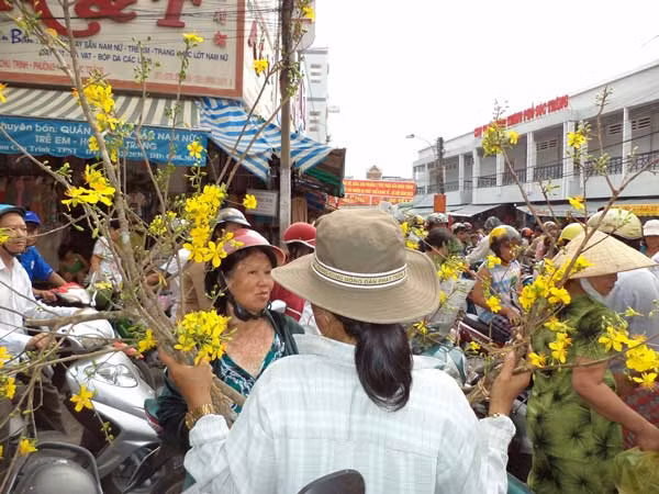 Người bán mai chen giữa dòng người