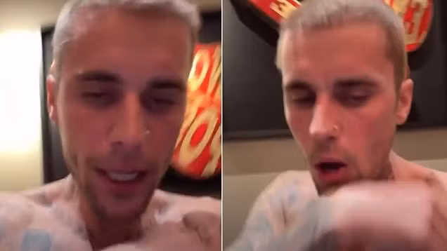 Hình ảnh của Justin Bieber trong buổi livestream. Hình ảnh của Justin Bieber trong buổi livestream.