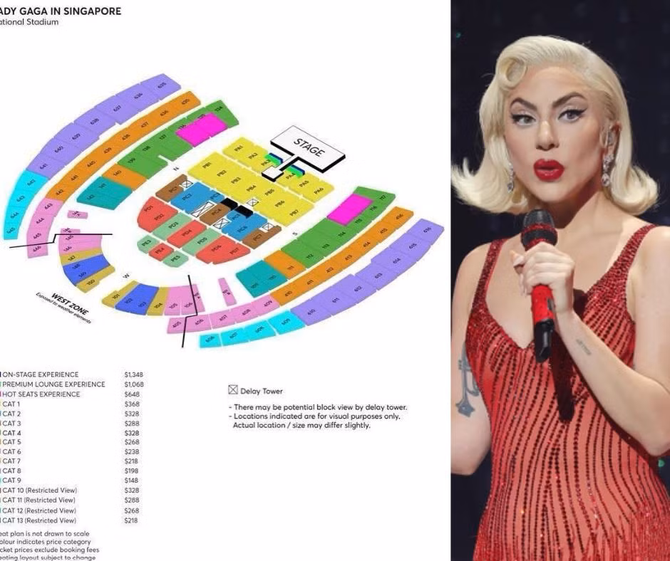Giá vé của Lady Gaga lên tới 1.348 SGD cho vé VIP. Giá vé của Lady Gaga lên tới 1.348 SGD cho vé VIP.