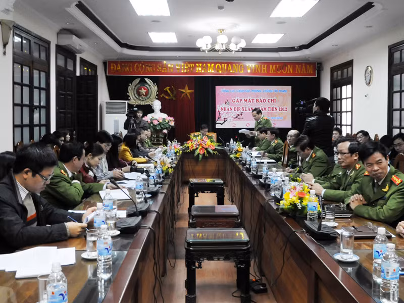 Hội trường buổi họp tổng kết cuối năm của Tổng cục Cảnh sát phòng, chống tội phạm. Ảnh: Tuấn nguyễn