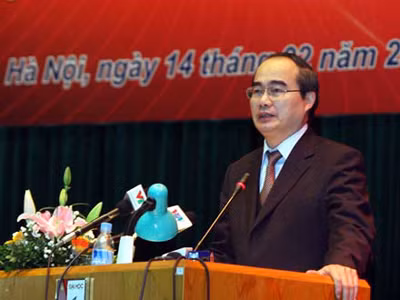 Phó thủ tướng Nguyễn Thiện Nhân phát biểu tại hội nghị - Ảnh: Ngọc Thắng (Thanh Niên)