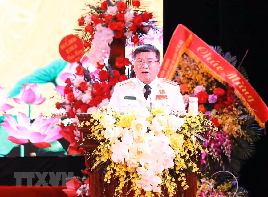 Trung tướng Nguyễn Đình Thuận, Cục trưởng Cục An ninh kinh tế phát biểu. (Ảnh: Phạm Kiên/TTXVN)