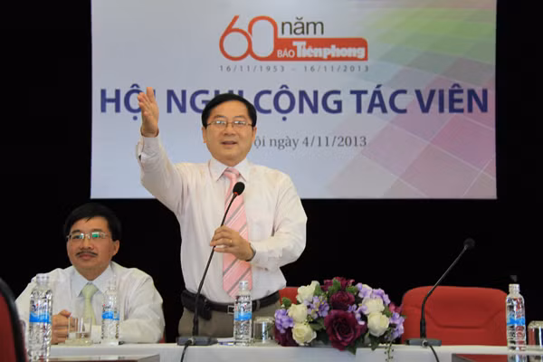 Tổng Biên tập Lê Xuân Sơn phát biểu tại Hội nghị. Ảnh: Trường Phong