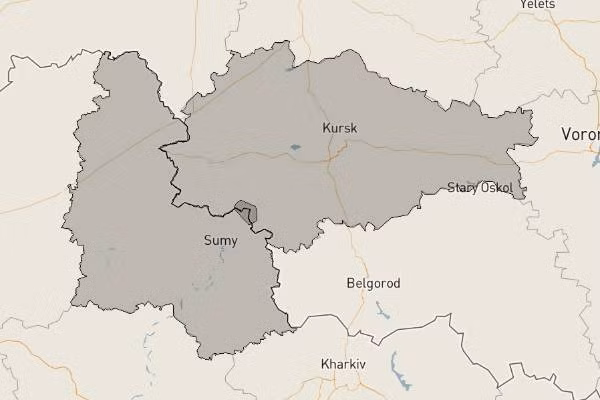 Vùng Kursk của Nga giáp Vùng Sumy của Ukraine. (Ảnh: Crisis24) Vùng Kursk của Nga giáp Vùng Sumy của Ukraine. (Ảnh: Crisis24)