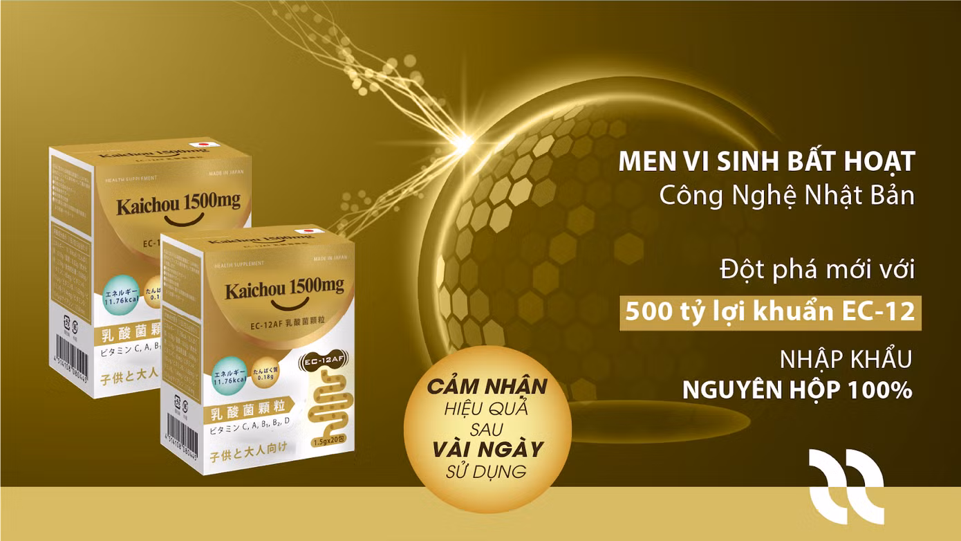 Men vi sinh bất hoạt Kaichou 1500mg với 500 tỷ lợi khuẩn EC-12