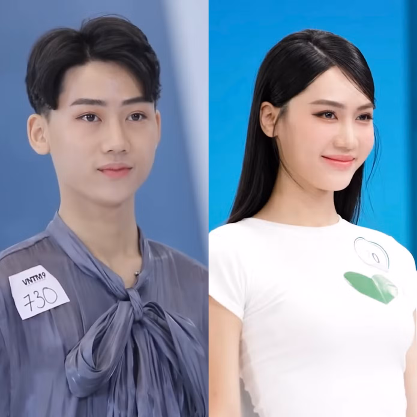 Tuệ Vy trước và sau khi chuyển giới. Tuệ Vy trước và sau khi chuyển giới.