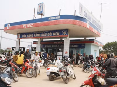 Cây xăng Đồi Nên ngày 24-3. Ảnh: Dân Trí