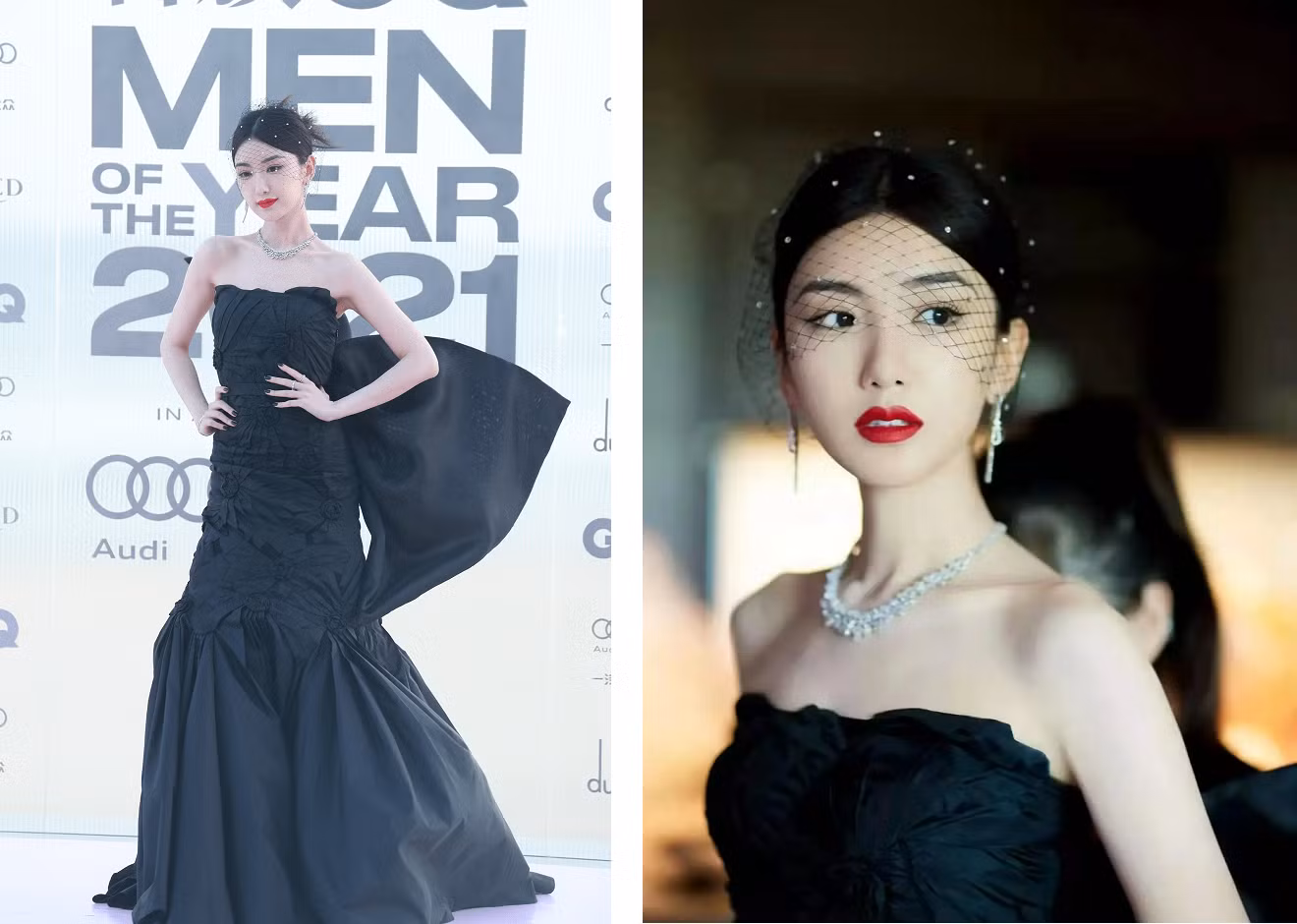 Mao Hiểu Đồng trắng "bật tông" khi kết hợp đầm đen và son môi đỏ. Mao Hiểu Đồng trắng "bật tông" khi kết hợp đầm đen và son môi đỏ.