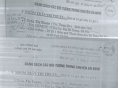 Bản danh sách 20 đối tượng có bút phê (trên) và không có bút phê (dưới) 