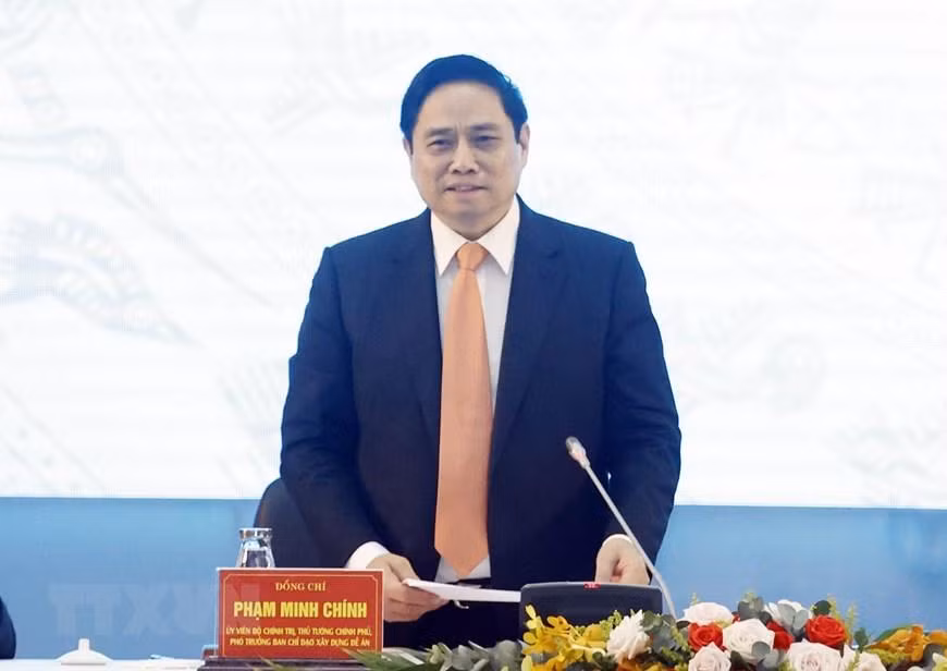 Thủ tướng Chính phủ Phạm Minh Chính điều hành hội thảo. (Ảnh: Thống Nhất/TTXVN)