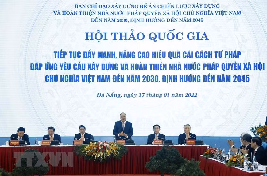 Chủ tịch nước, Trưởng Ban Chỉ đạo xây dựng Đề án chủ trì hội thảo. (Ảnh: Thống Nhất/TTXVN)