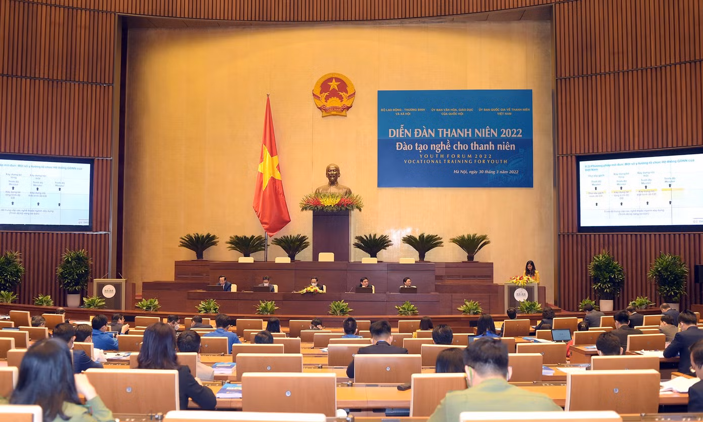Quang cảnh Diễn đàn Thanh niên 2022 đào tạo nghề cho thanh niên