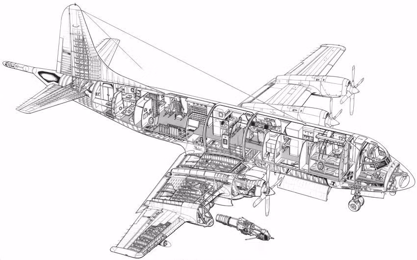 Sơ đồ cấu tạo chung máy bay P-3 Orion. Sơ đồ cấu tạo chung máy bay P-3 Orion