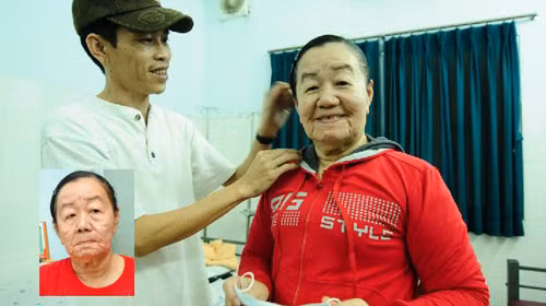Chị Nguyễn Thị Phượng lúc mới nhập viện (ảnh nhỏ) và trước giờ xuất viện