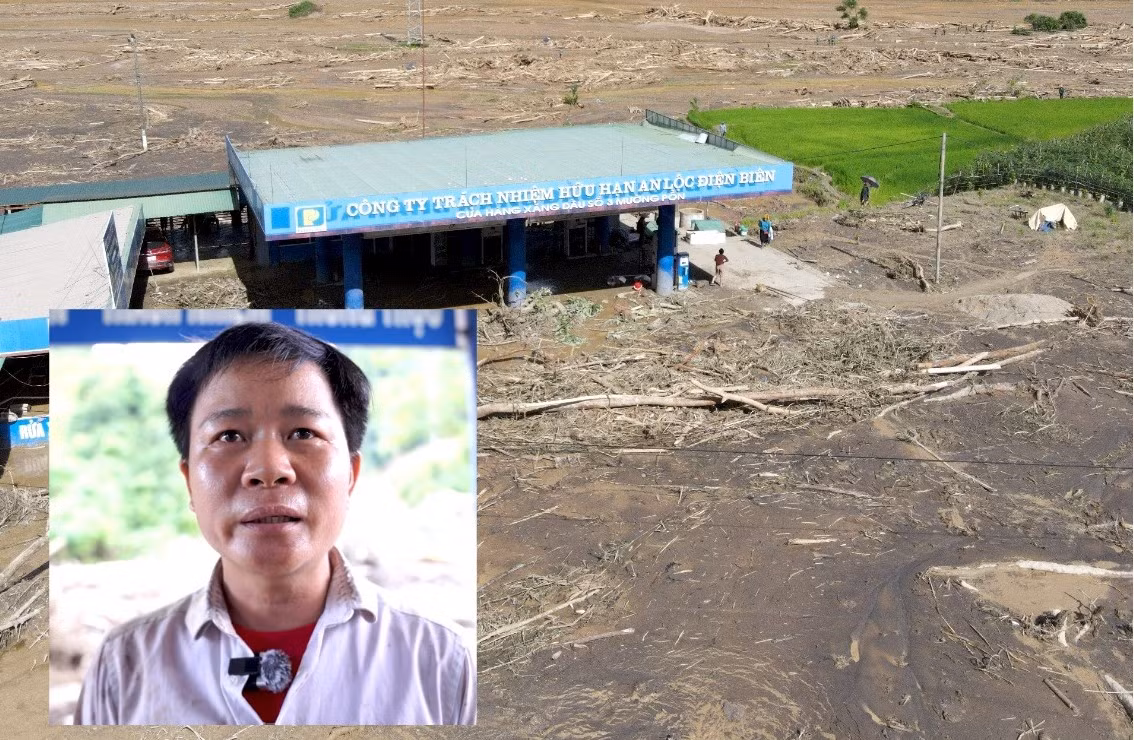 Anh Quàng Văn Luyến kể lại giây phút vợ chồng thoát hiểm trong cơn lũ dữ. Anh Quàng Văn Luyến kể lại giây phút vợ chồng thoát hiểm trong cơn lũ dữ.