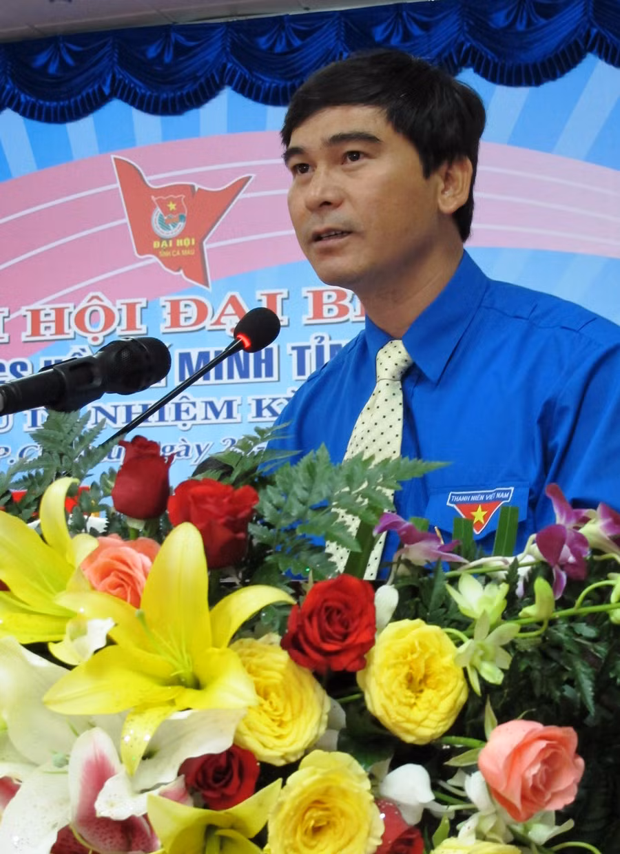 Anh Dương Van An, Bi thư TƯ Đoàn, phát biểu chỉ đạo đại hội Đoàn TNCS Hồ Chí Minh tỉnh Cà Mau