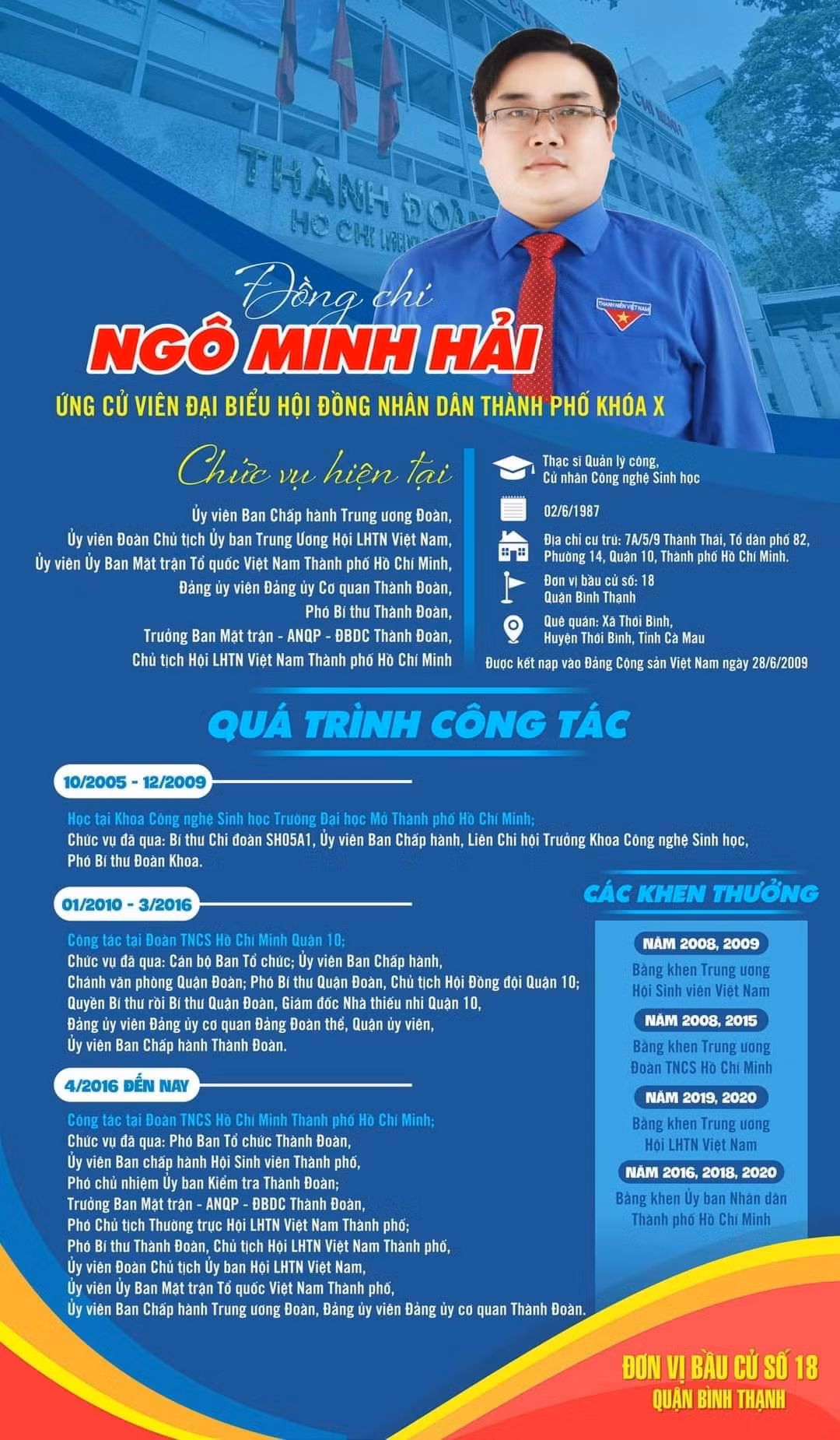 Quá trình công tác của anh Ngô Minh Hải.