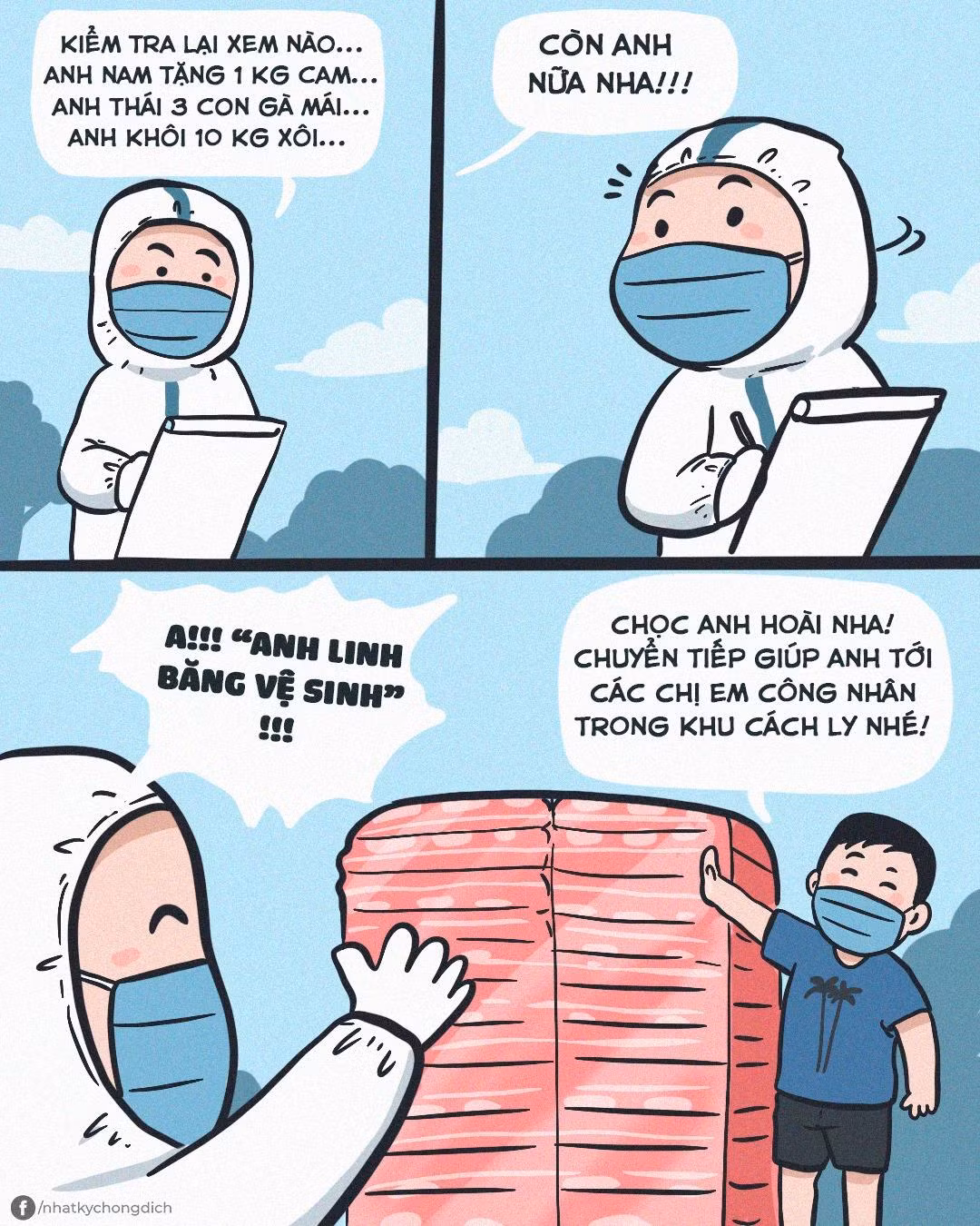 Những bức vẽ ngộ nghĩnh dễ thương của Nhất Đan được đăng tải trên Fanpage Nhật ký chống dịch.