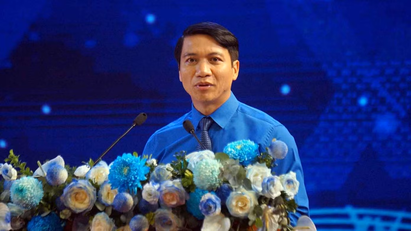 Anh Nguyễn Ngọc Lương - Bí thư Thường trực Trung ương Đoàn phát biểu tại Đại hội Đoàn TNCS Hồ Chí Minh tỉnh Hải Dương khóa XIV nhiệm kỳ 2022-2027.