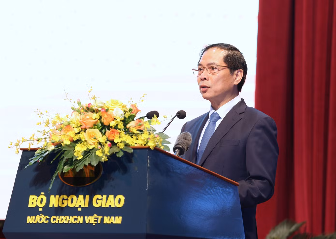 Bộ trưởng Ngoại giao Bùi Thanh Sơn phát biểu tại lễ kỷ niệm. (Ảnh: Nhật Minh)