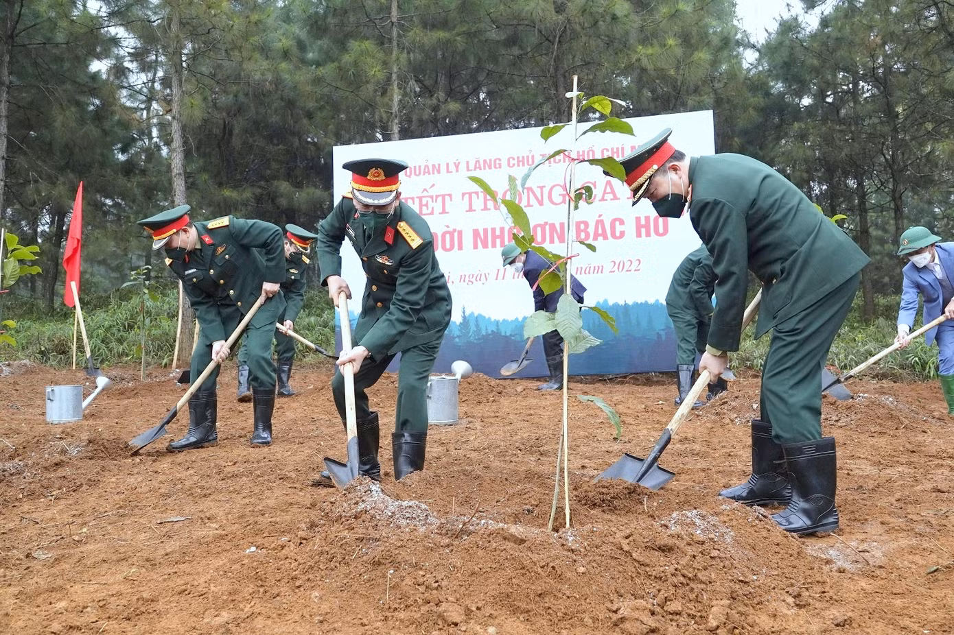 Ban Quản lý Lăng Chủ tịch Hồ Chí Minh tổ chức phát động Tết trồng cây “Đời đời nhớ ơn Bác Hồ” Xuân Nhâm Dần 2022 tại Khu di tích K9 - Đá Chông