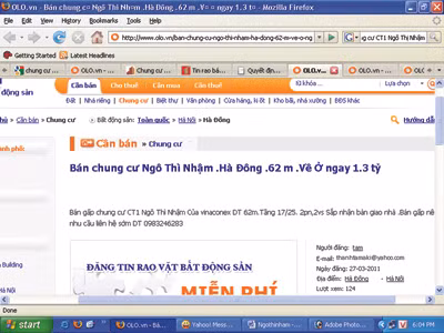 Tin rao bán chung cư thu nhập thấp trên mạng