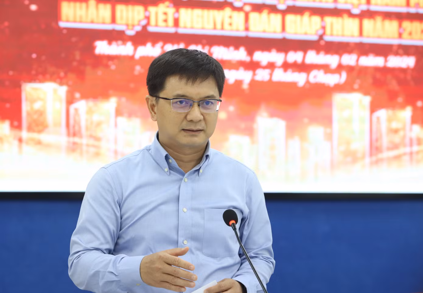 Trưởng ban Dân vận Thành ủy TPHCM Nguyễn Mạnh Cường chia sẻ tại buổi gặp gỡ. Trưởng ban Dân vận Thành ủy TPHCM Nguyễn Mạnh Cường chia sẻ tại buổi gặp gỡ.