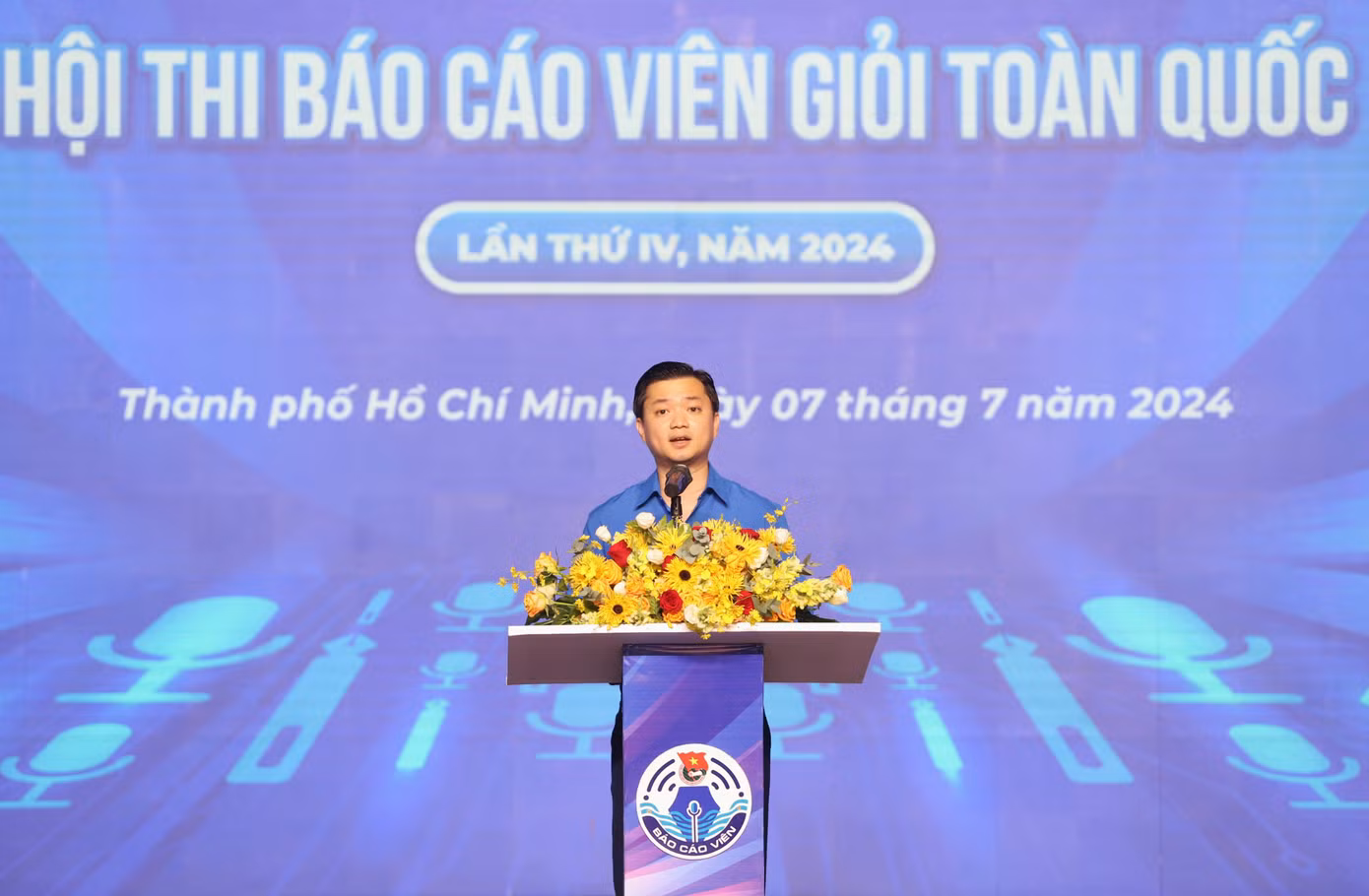 Bí thư T.Ư Đoàn Nguyễn Minh Triết phát biểu tại hội thi. Ảnh: Ngô Tùng