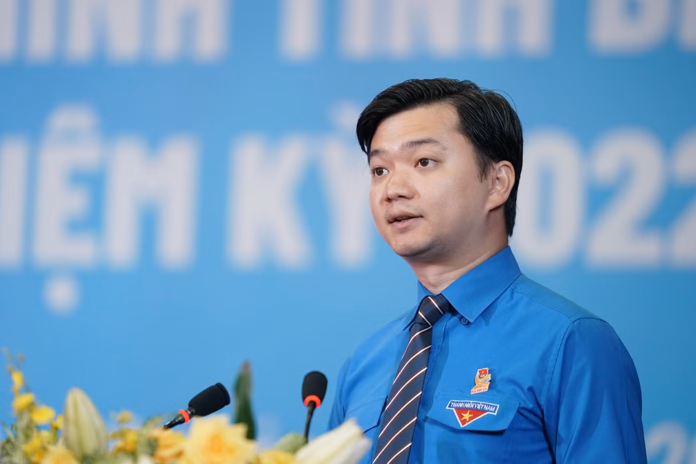 Anh Nguyễn Minh Triết, Bí thư T.Ư Đoàn, Chủ tịch T.Ư Hội Sinh viên Việt Nam phát biểu định hướng, chỉ đạo tại Đại hội. (Ảnh: Phạm Nguyễn)