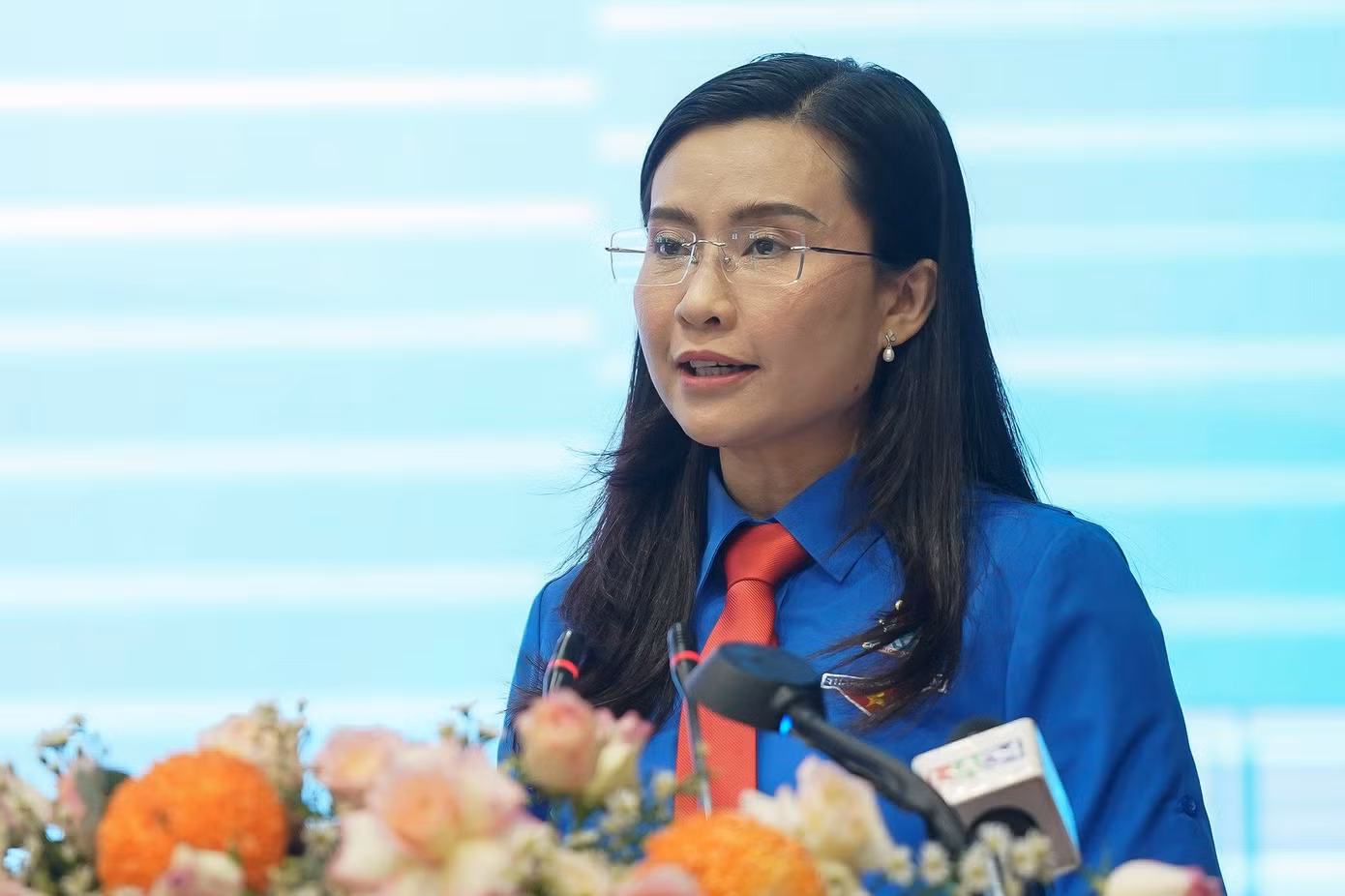 Bí thư T.Ư Đoàn, Chủ tịch Hội đồng Đội T.Ư Nguyễn Phạm Duy Trang phát biểu tại Đại hội.