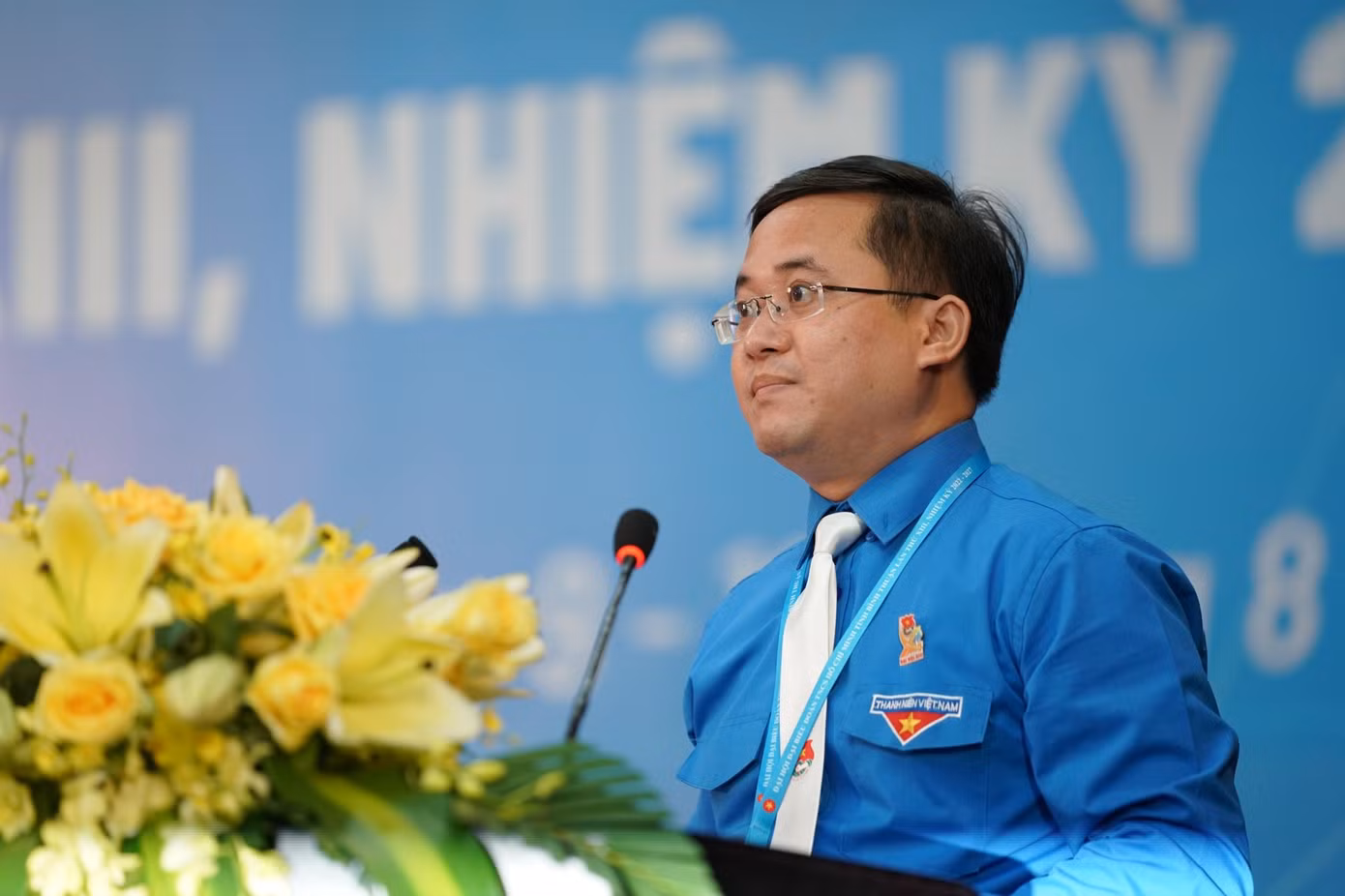 Anh Nguyễn Quốc Huy - Bí thư Tỉnh Đoàn Bình Thuận phát biểu tại phiên khai mạc. (Ảnh: Phạm Nguyễn) Anh Nguyễn Quốc Huy - Bí thư Tỉnh Đoàn Bình Thuận phát biểu tại phiên khai mạc. (Ảnh: Phạm Nguyễn)