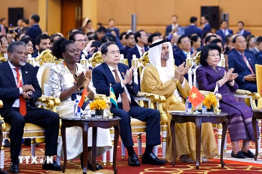 Chủ tịch Quốc hội Trần Thanh Mẫn và đại biểu dự hội nghị. (Ảnh: Doãn Tấn/TTXVN).