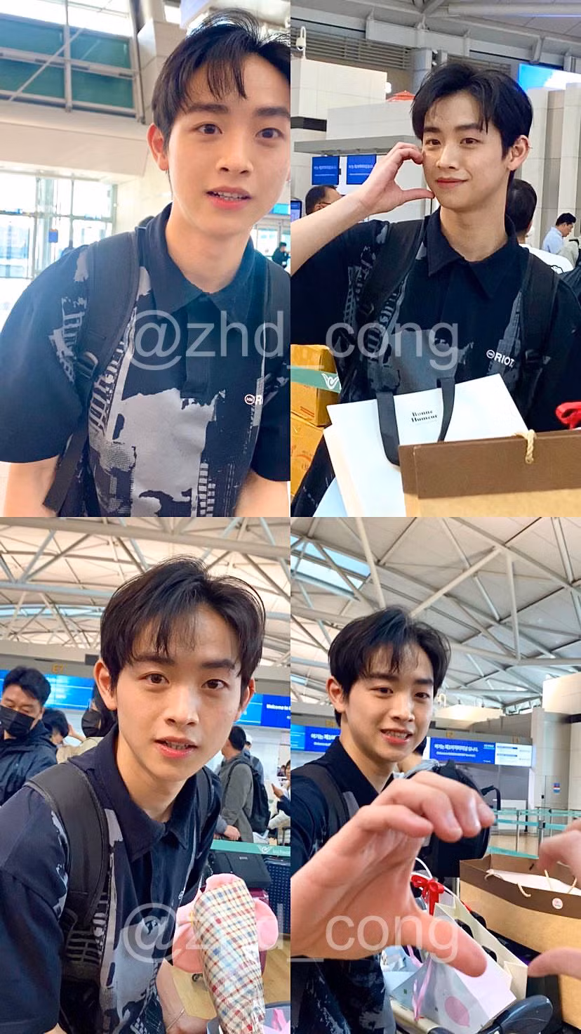 Nhiều fan có mặt tại sân bay Incheon (Hàn Quốc) vào ngày 2/4 để tặng quà và tiễn Thành Công. - Ảnh: @zhd_cong