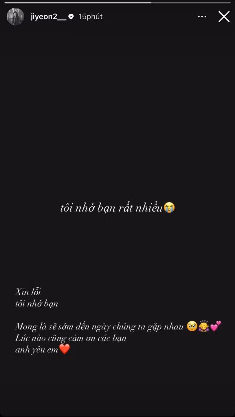 Jiyeon đăng Story Instagram xin lỗi fan vì lịch trình bị hủy đột xuất.