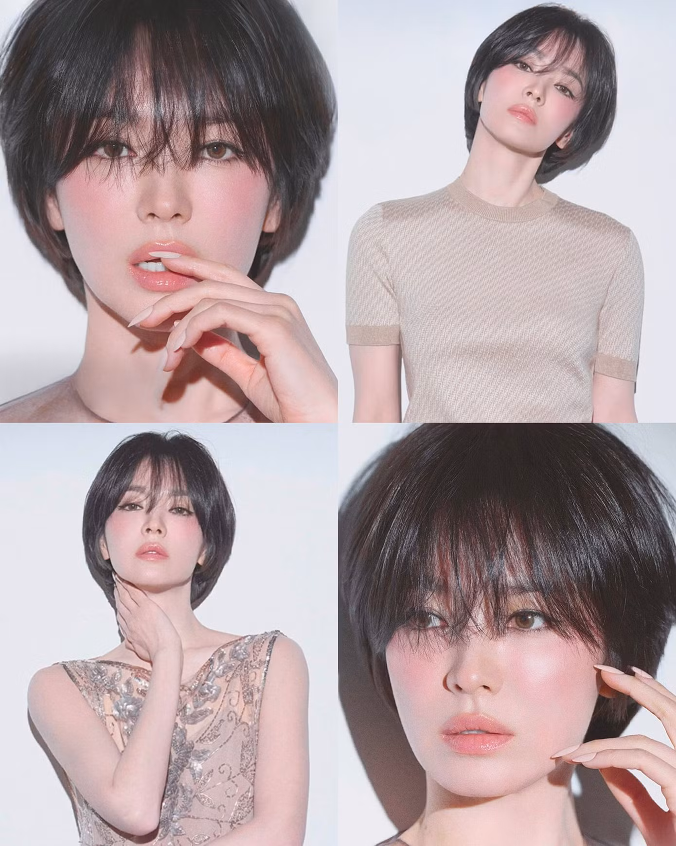 Tông trang điểm này có phần giống với phong cách trên bìa Vogue Hong Kong mới được công bố hôm qua (26/2). Loạt ảnh chụp cận trên bìa tạp chí được khen là nhỉnh hơn so với bản thực tế tại show Fendi của Song Hye Kyo.
