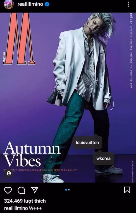 Mino (WINNER) cũng không quên nhắc tên ê-kíp thực hiện trong bức ảnh.