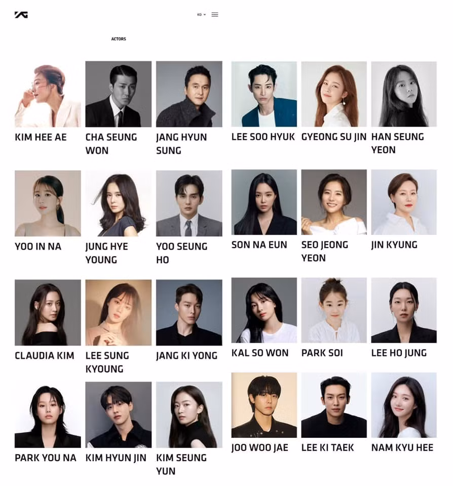 Dàn diễn viên trực thuộc YG Ent quản lý.