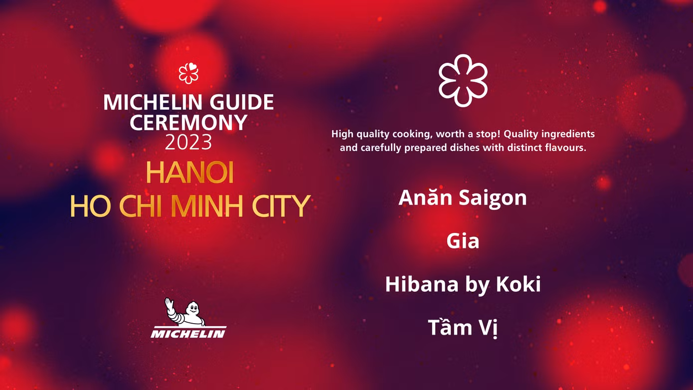 Anăn Saigon, Gia, Hibana by Koki, Tầm Vị là 4 cơ sở nhận được đánh giá 1 sao từ Michelin.