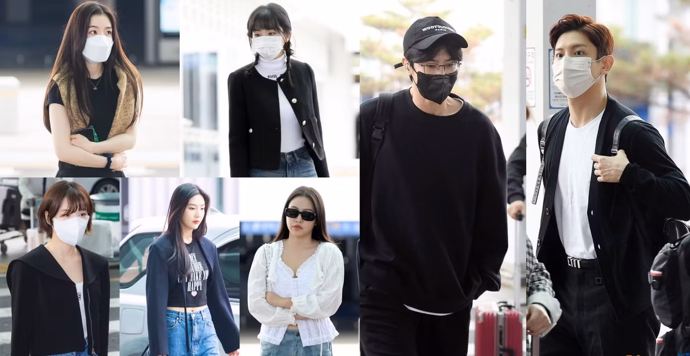 Red Velvet và TVXQ ra sân bay trong trang phục đen trắng như một cách thể hiện sự thương tiếc sau sự ra đi của Moonbin