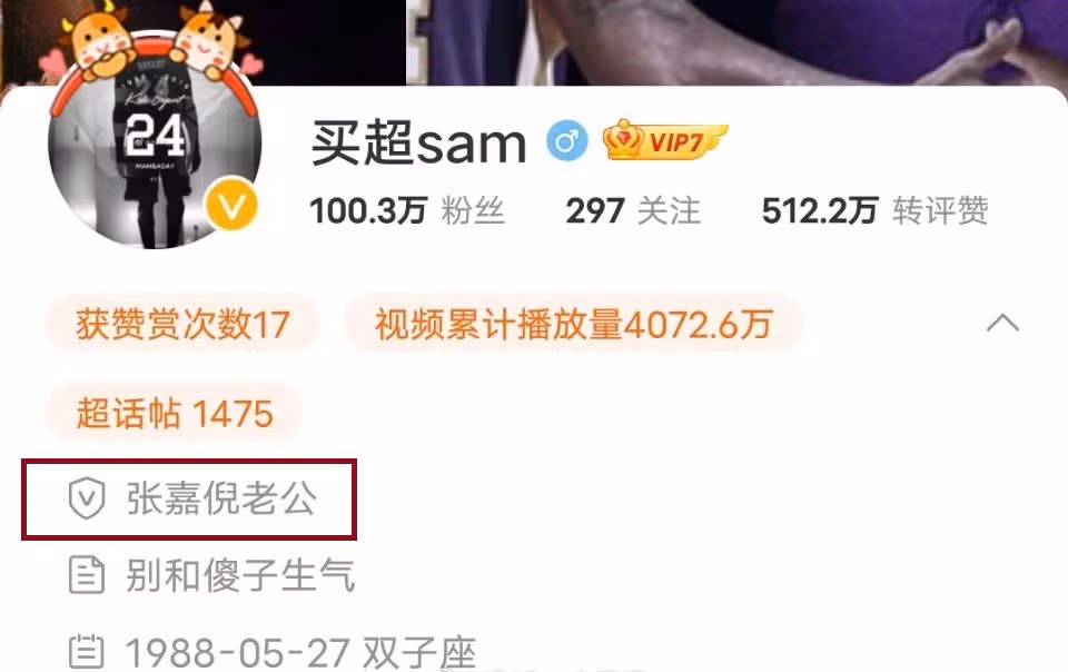 Mô tả của Weibo Mãi Siêu vẫn ghi "Chồng của Trương Gia Nghê" dù tin đồn hôn nhân của anh và Trương Gia Nghê đã tan vỡ từ lâu. Mô tả của Weibo Mãi Siêu vẫn ghi "Chồng của Trương Gia Nghê" dù tin đồn hôn nhân của anh và Trương Gia Nghê đã tan vỡ từ lâu.