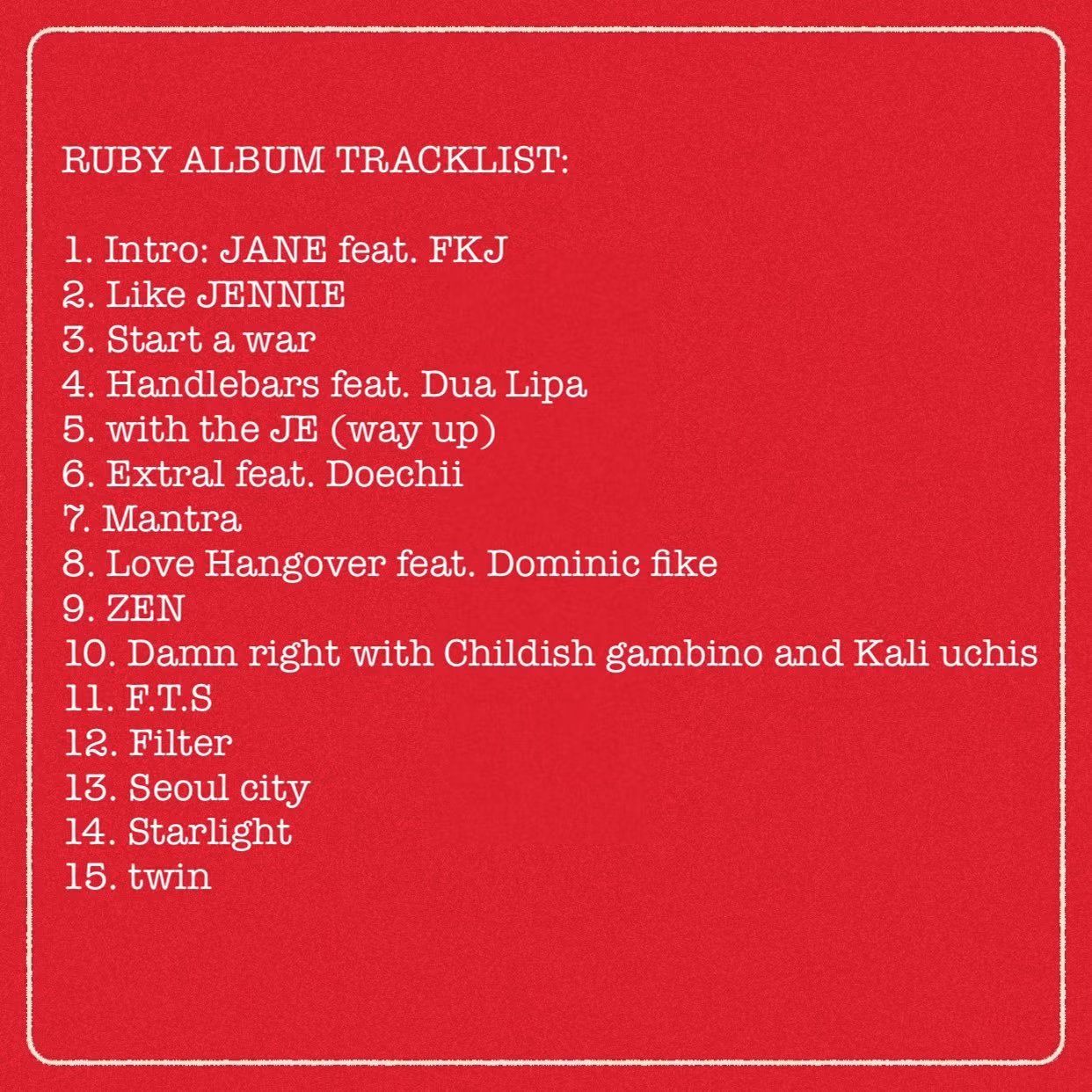 Album RUBY sẽ chính thức phát hành vào ngày 7/3. Album RUBY sẽ chính thức phát hành vào ngày 7/3.