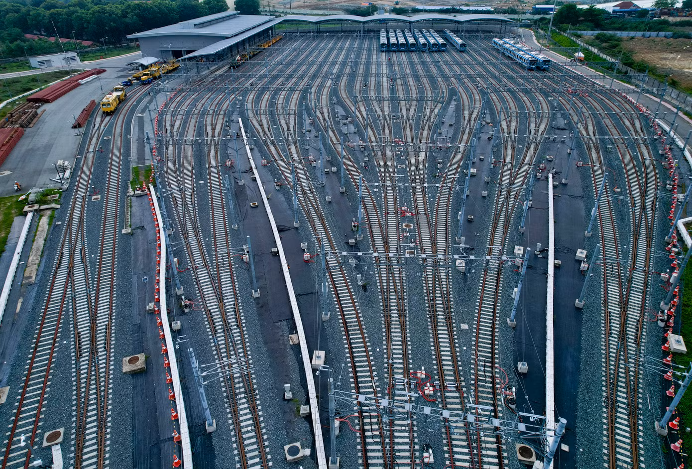 Khu vực depot của tuyến metro số 1 TPHCM tại TP. Thủ Đức. Ảnh: Duy Anh Khu vực depot của tuyến metro số 1 TPHCM tại TP. Thủ Đức. Ảnh: Duy Anh