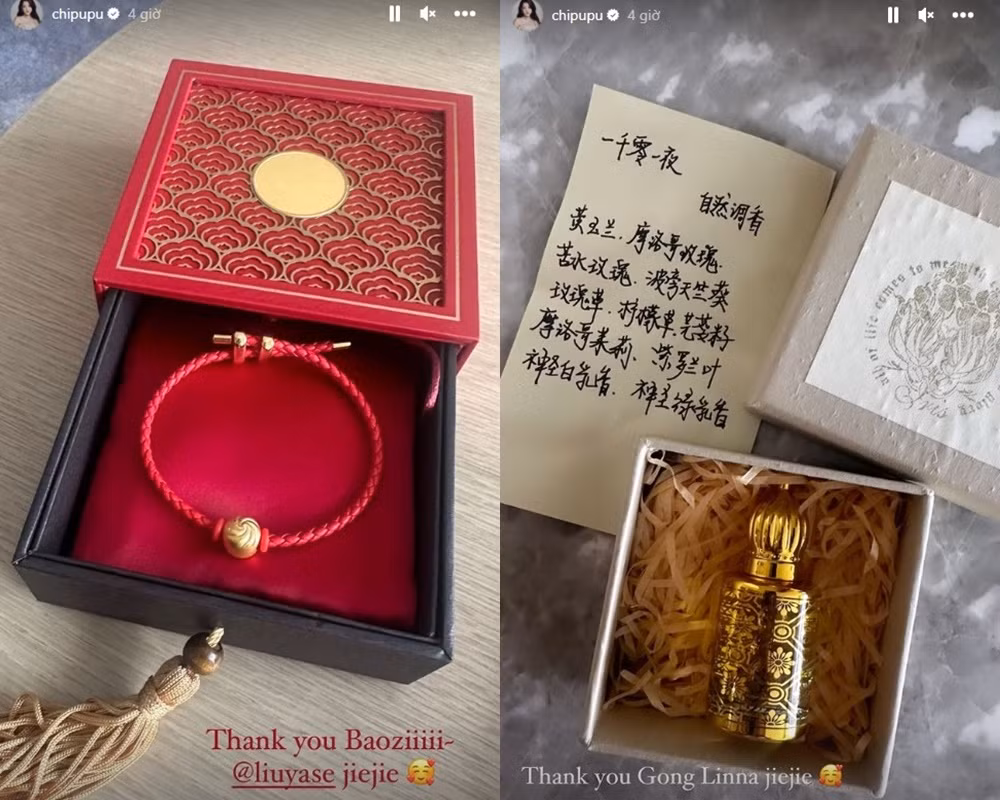 Chi Pu khoe quà của hai người chị thân thiết Chi Pu khoe quà của hai người chị thân thiết
